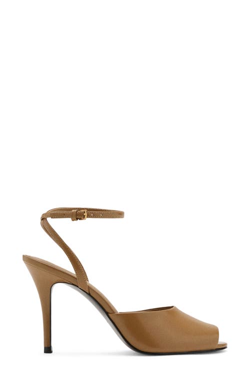 Mango Ankle Strap Peep Toe Sandal In Brown