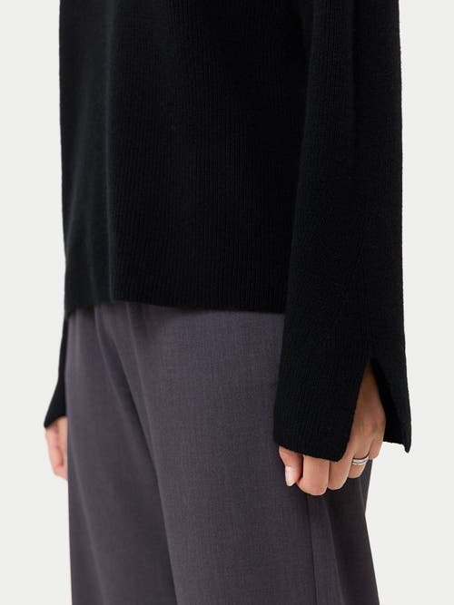 Gobi Mongolian Cashmere Split-sleeve Cashmere Sweater In Black