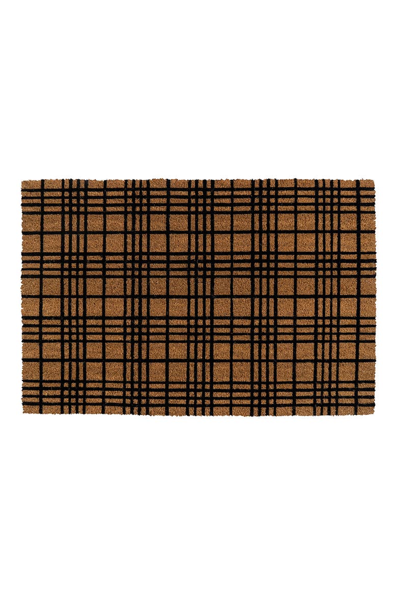 Fine Plaid Doormat, Main, color, NATURAL COIR / BLACK