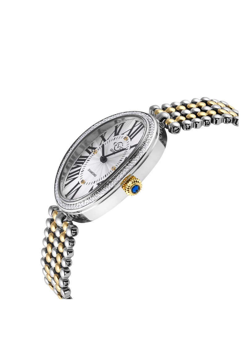 PIazza Navona Diamond Dial Bracelet Watch, 29mm x 38mm, Alternate, color, SILVER/ YELLOW GOLD