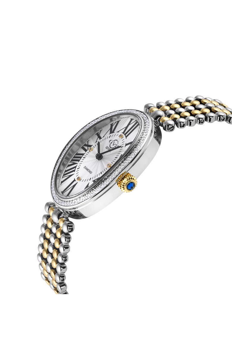 GV2 PIazza Navona Diamond Dial Bracelet Watch, 29mm x 38mm, Alternate, color, Silver/ Yellow Gold