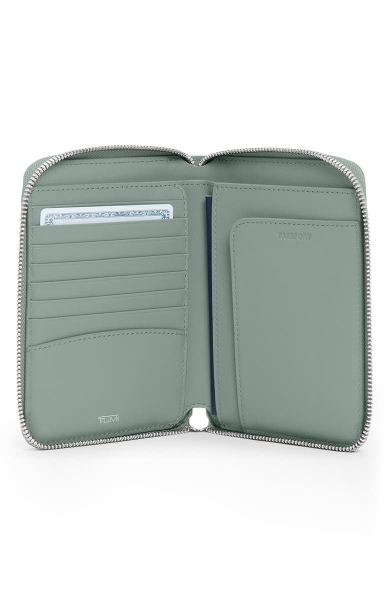 TUMI Belden Zip Around Leather Passport Case, Alternate, color, Thyme