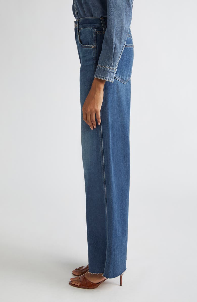 Veronica Beard Kasey Raw Hem Mid Rise Wide Leg Jeans, Alternate, color, 