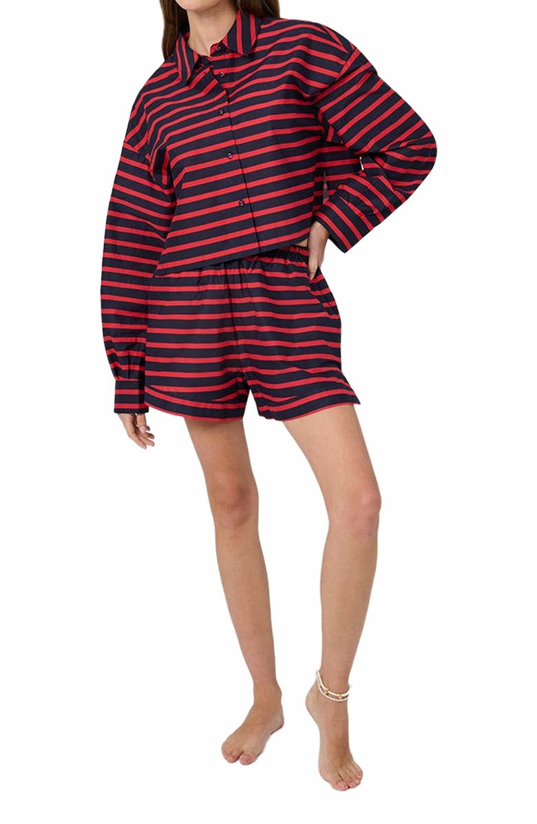 WeWoreWhat Pull On Beach Short, Alternate, color, Tr Red/Dk Navy