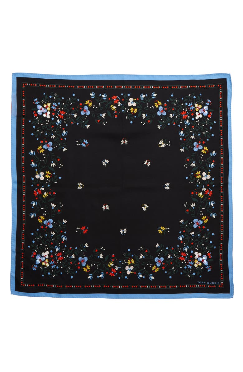 Tory Burch Floral Silk Square Scarf, Alternate, color,