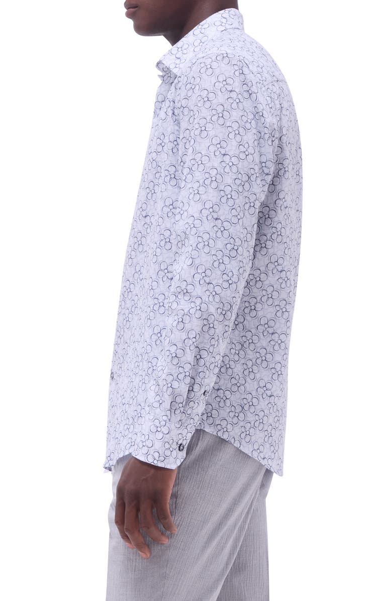 Bugatchi Julian Floral Cotton Button-Up Shirt, Alternate, color, Platinum
