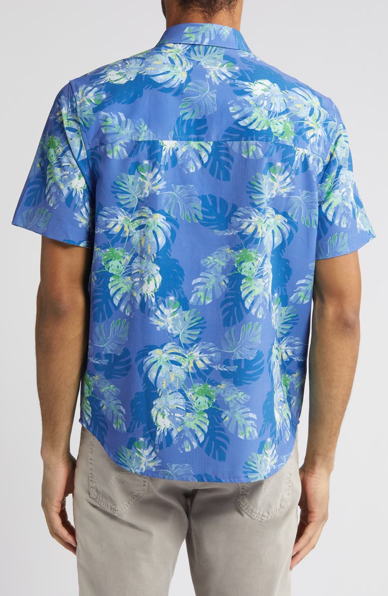 Tommy Bahama Bahama Coast Marina Fronds Short Sleeve Button-Up Shirt, Alternate, color, Capri Blue