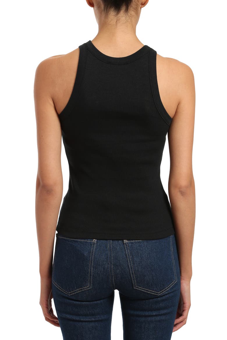 Ribbed Stretch Cotton Tank, Alternate, color, BLACK