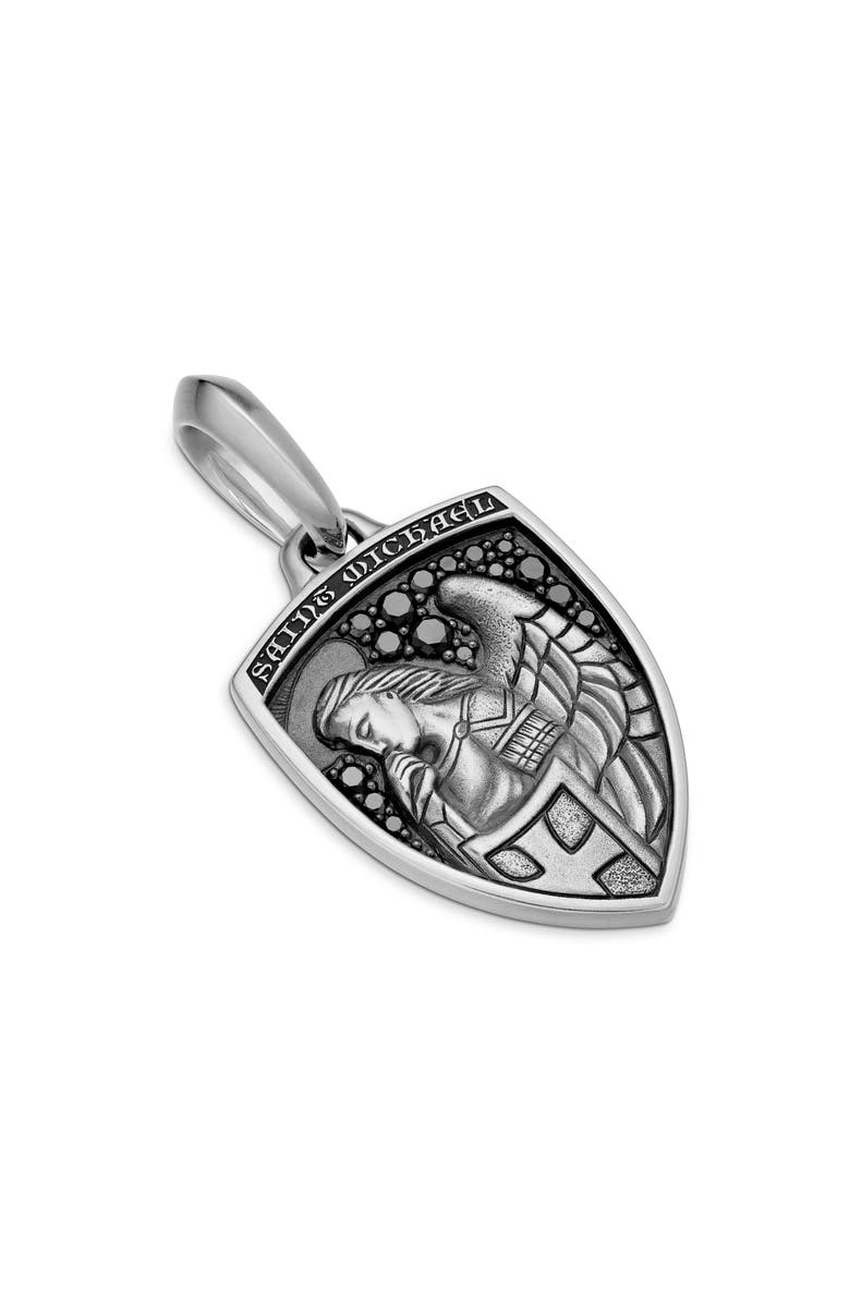 David Yurman Men's St. Michael Black Diamond Pendant, Alternate, color, Silver Pave