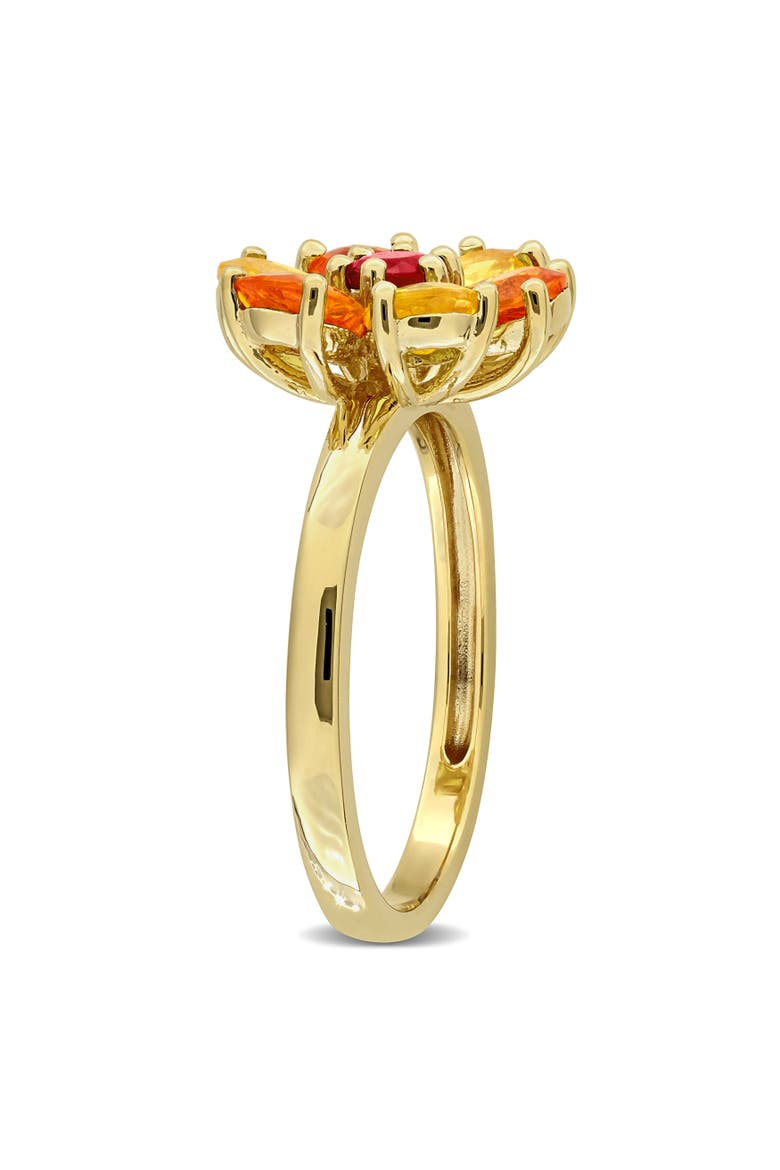 Orange & Yellow Sapphire Flower Ring, Alternate, color, Sapphire