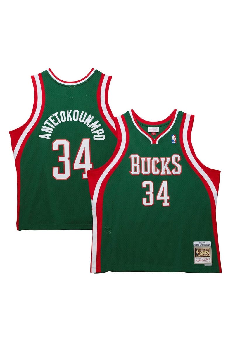 Mitchell & Ness Men's Mitchell & Ness Giannis Antetokounmpo Hunter Green Milwaukee Bucks 2013/14 Hardwood Classics Swingman Jersey, Alternate, color, Hunter Green