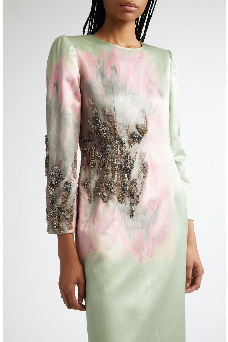 Dalista Beaded Brushtroke Long Sleeve Dress, Alternate, color, MINT