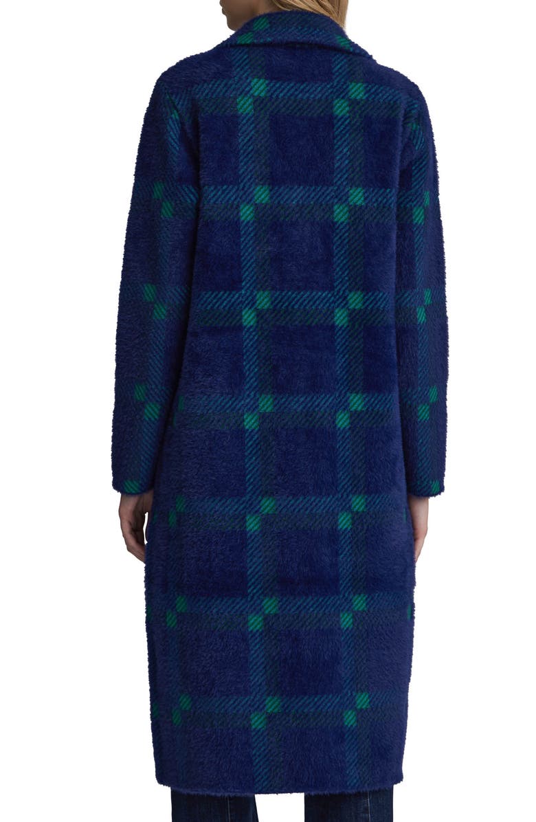 NVLT Plaid Faux Fur Coatigan, Alternate, color, Navy