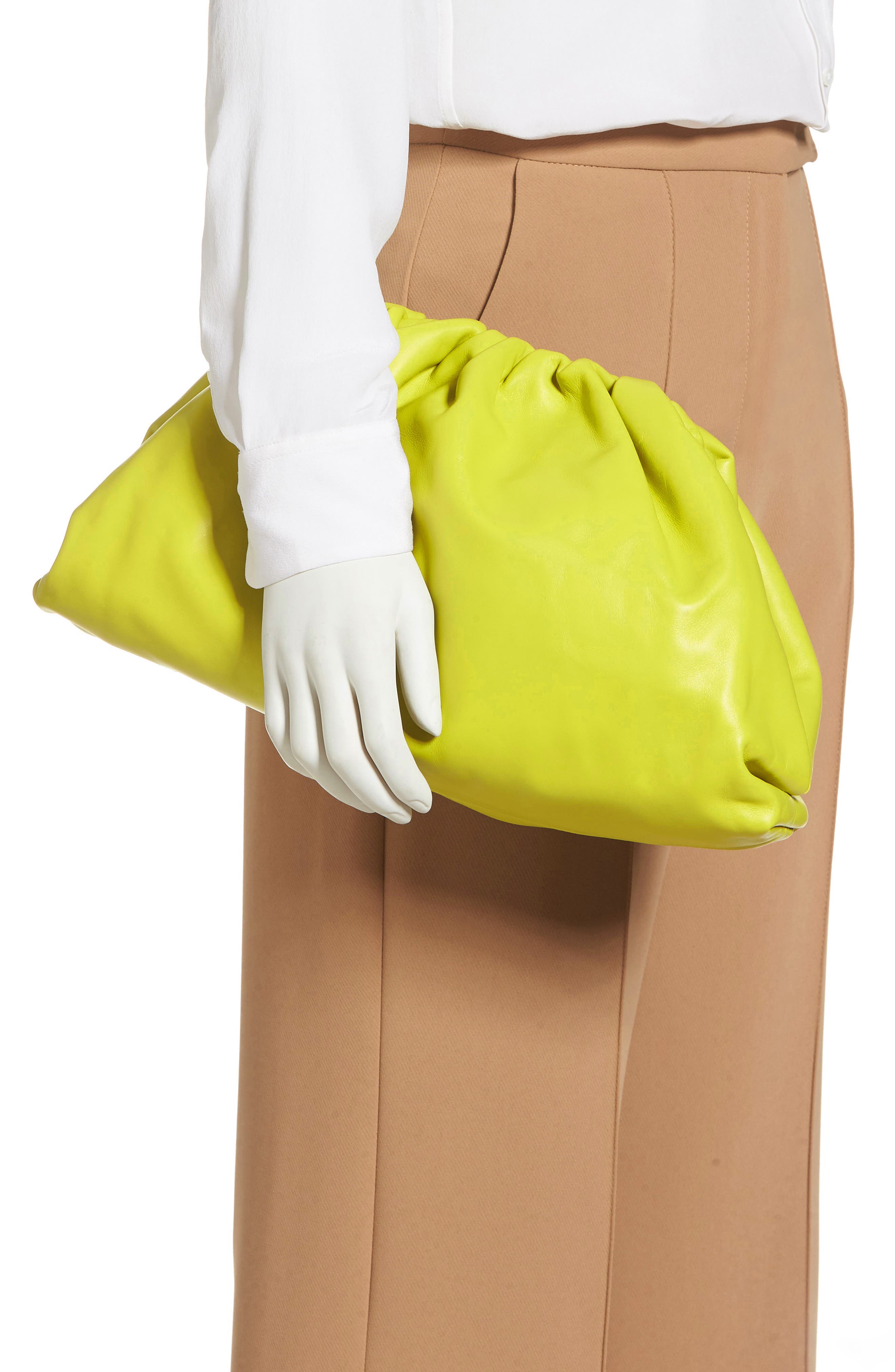 The Pouch Leather Clutch, Alternate, color, KIWI-GOLD