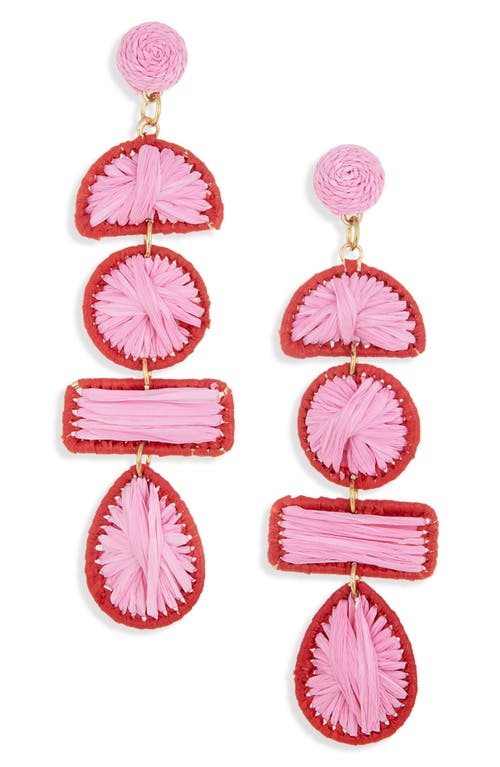 Panacea Raffia Linear Drop Earrings In Pink