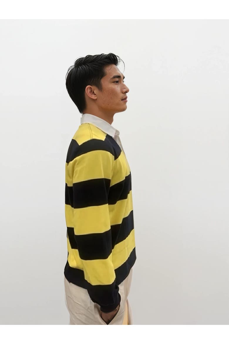Varsity Stripe Rugby Shirt, Main, color, Yellow / Navy