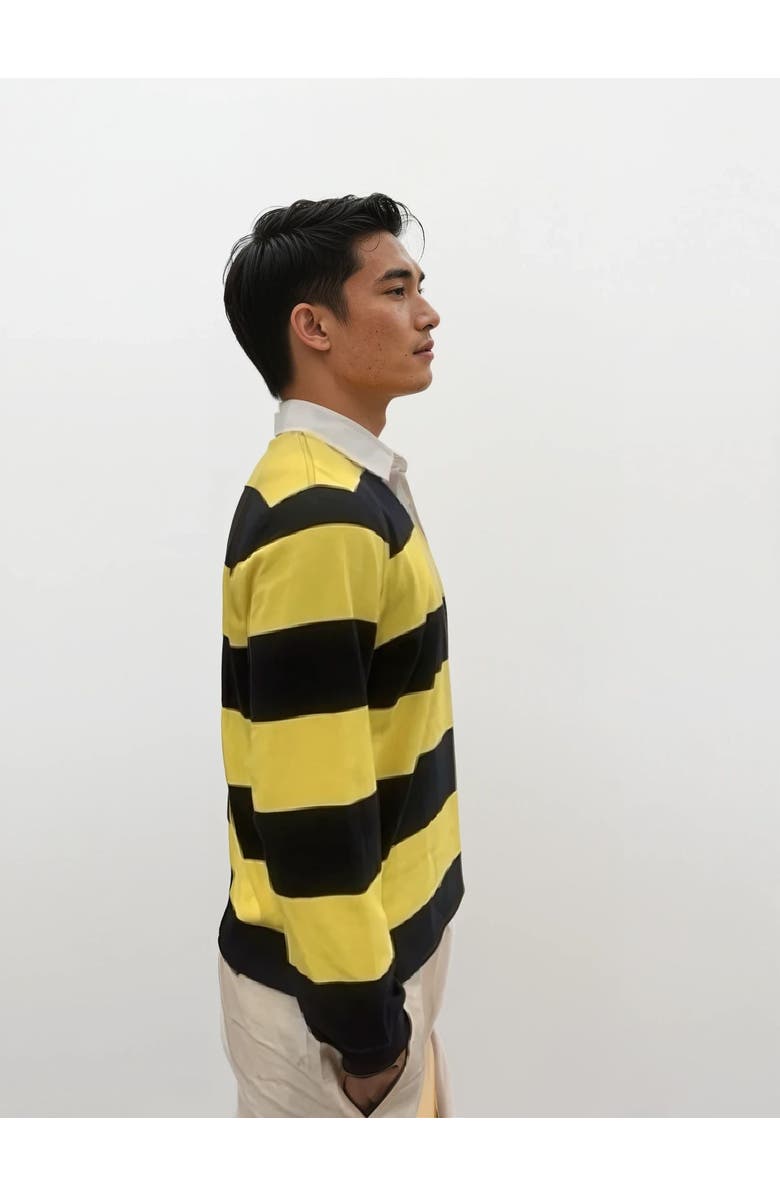 Ledger & Ford Varsity Stripe Rugby Shirt, Main, color, Yellow / Navy