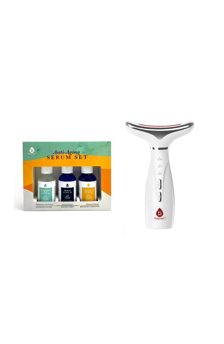 PURSONIC 7-in-1 Facial Therapy Device & Anti-Aging Serum Bundle, Main, color, Multicolor