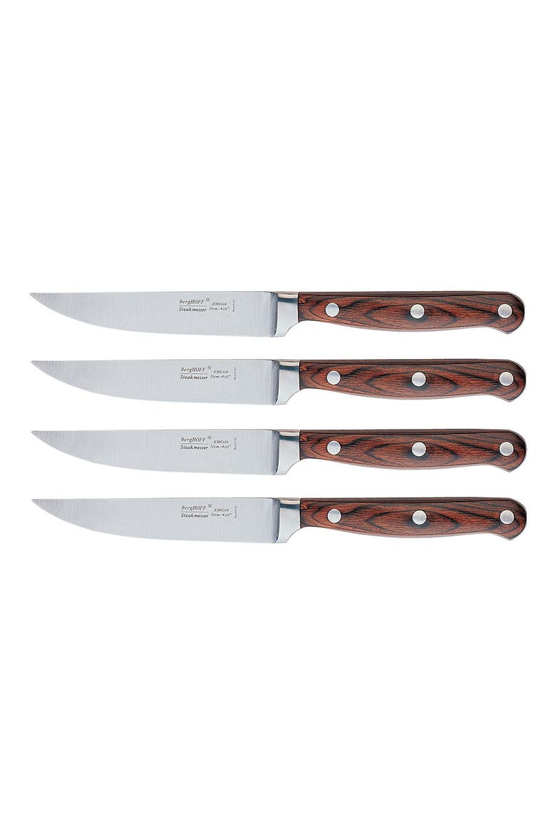 INTERNATIONAL Pakka Stainless Steel Steak Knife - Set of 4, Main, color, BROWN