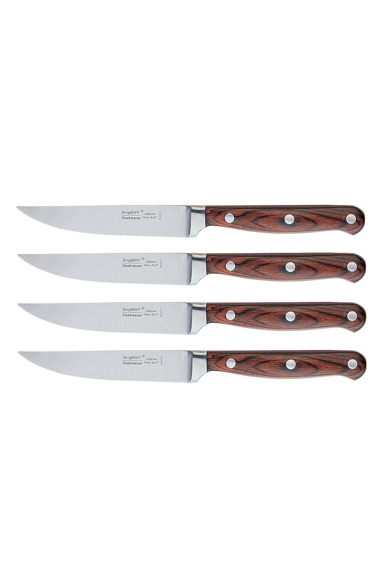 BergHOFF INTERNATIONAL Pakka Stainless Steel Steak Knife - Set of 4, Main, color, Brown