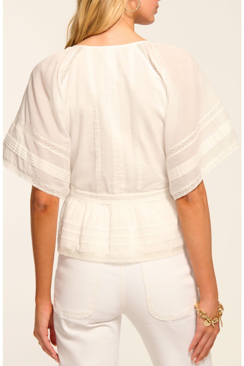 Sherry Pintuck & Lace Detail Cotton Top, Alternate, color, WHITE