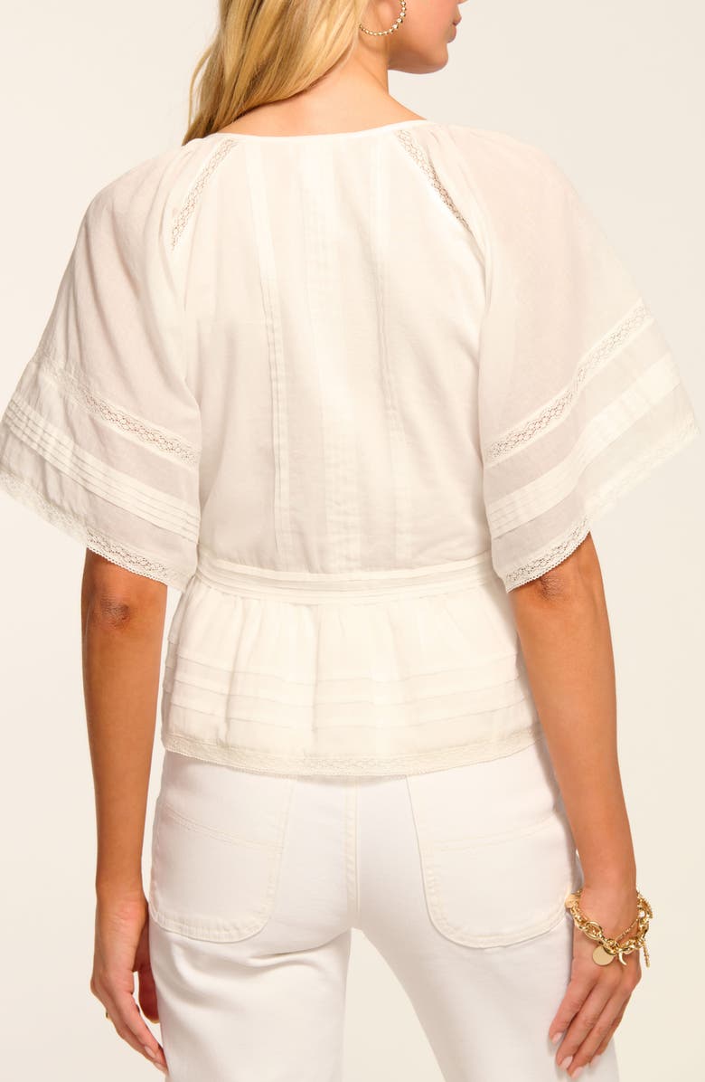 Ramy Brook Sherry Pintuck & Lace Detail Cotton Top, Alternate, color, White