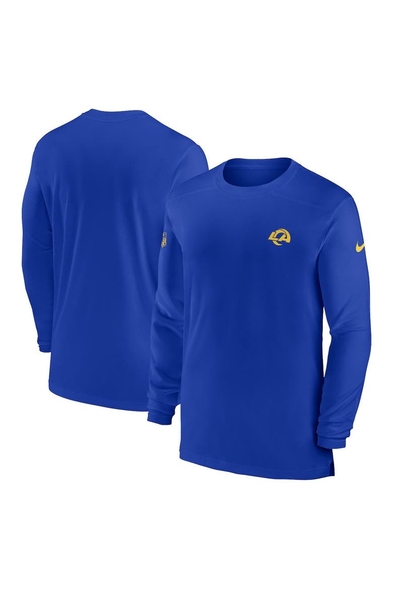Men's Nike Royal Los Angeles Rams Sideline Coach Performance Long Sleeve T-Shirt, Main, color, Royal