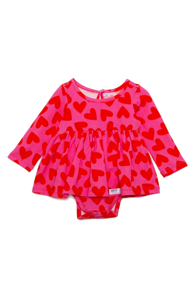 WORTHY THREADS Printed Long Sleeve Bubble Romper, Main, color, Hearts