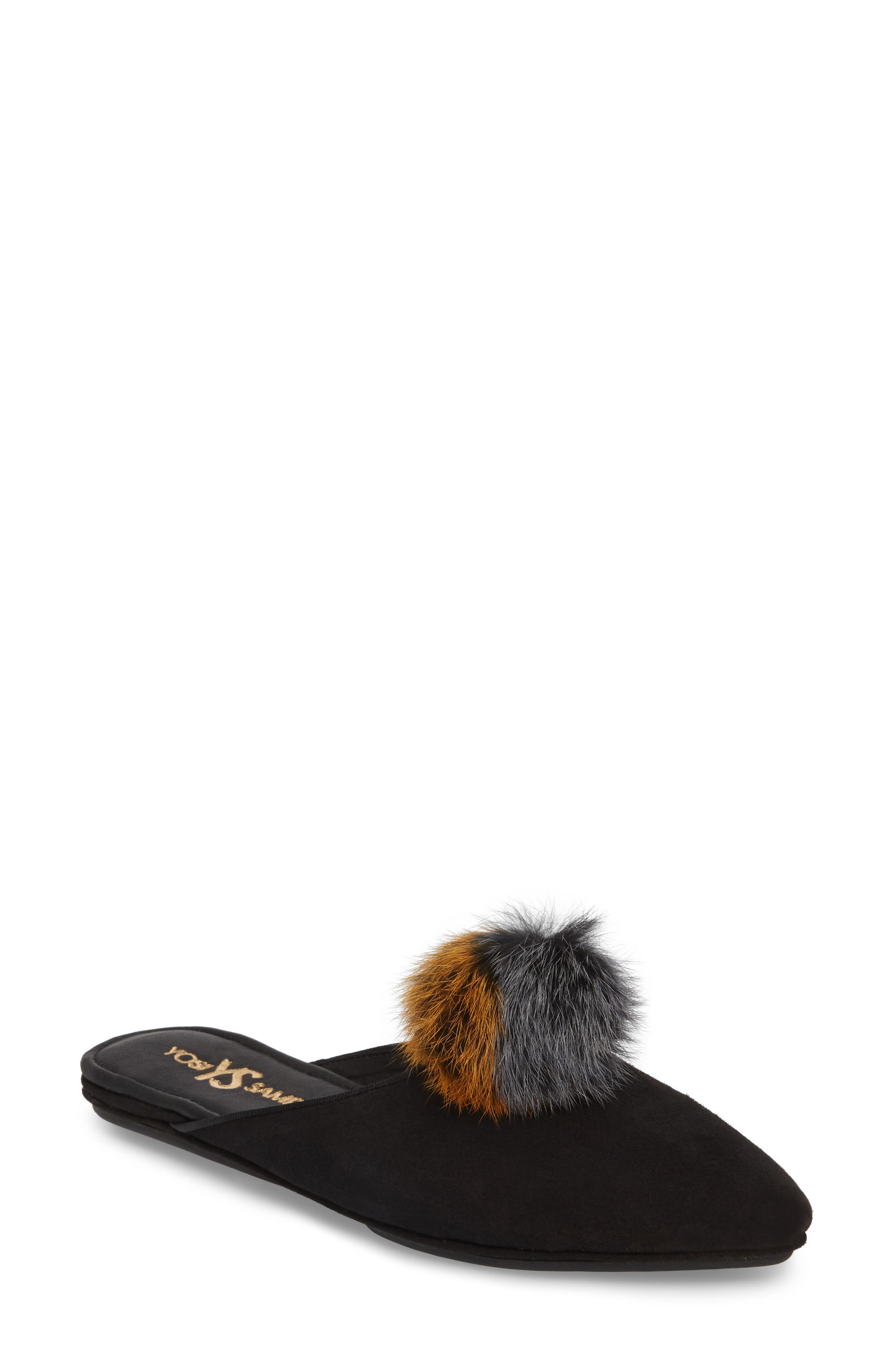 Yosi Samra Vidi Genuine Rabbit Fur Loafer Mule, Main, color, 