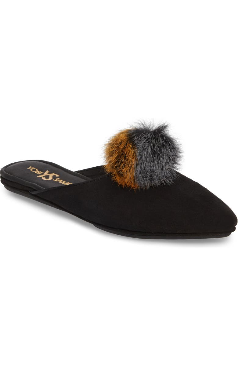 Yosi Samra Vidi Genuine Rabbit Fur Loafer Mule, Main, color,