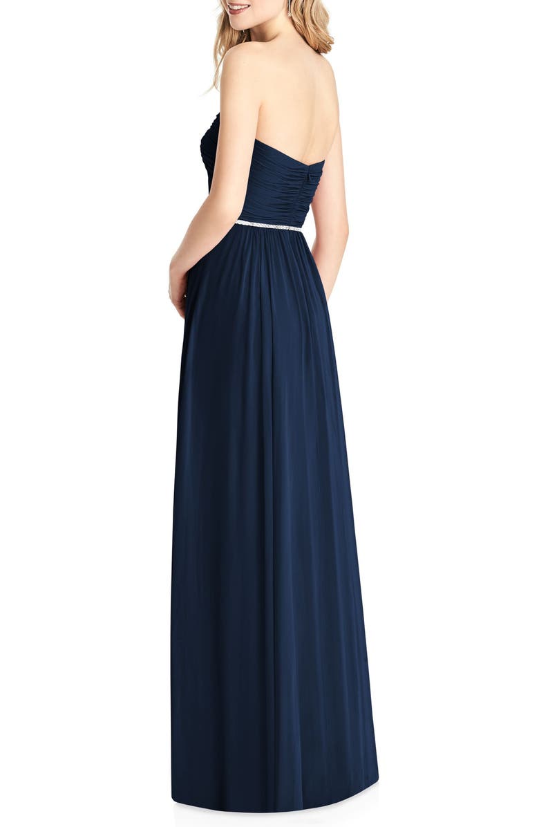 Jenny Packham Strapless Chiffon A-Line Gown, Alternate, color,