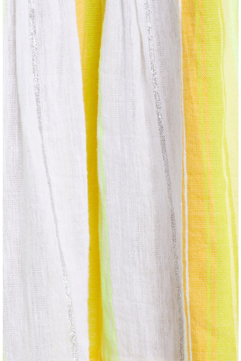 Mazaa Cascade Stripe Tiered Midi Cover-Up Dress, Alternate, color, YELLOW