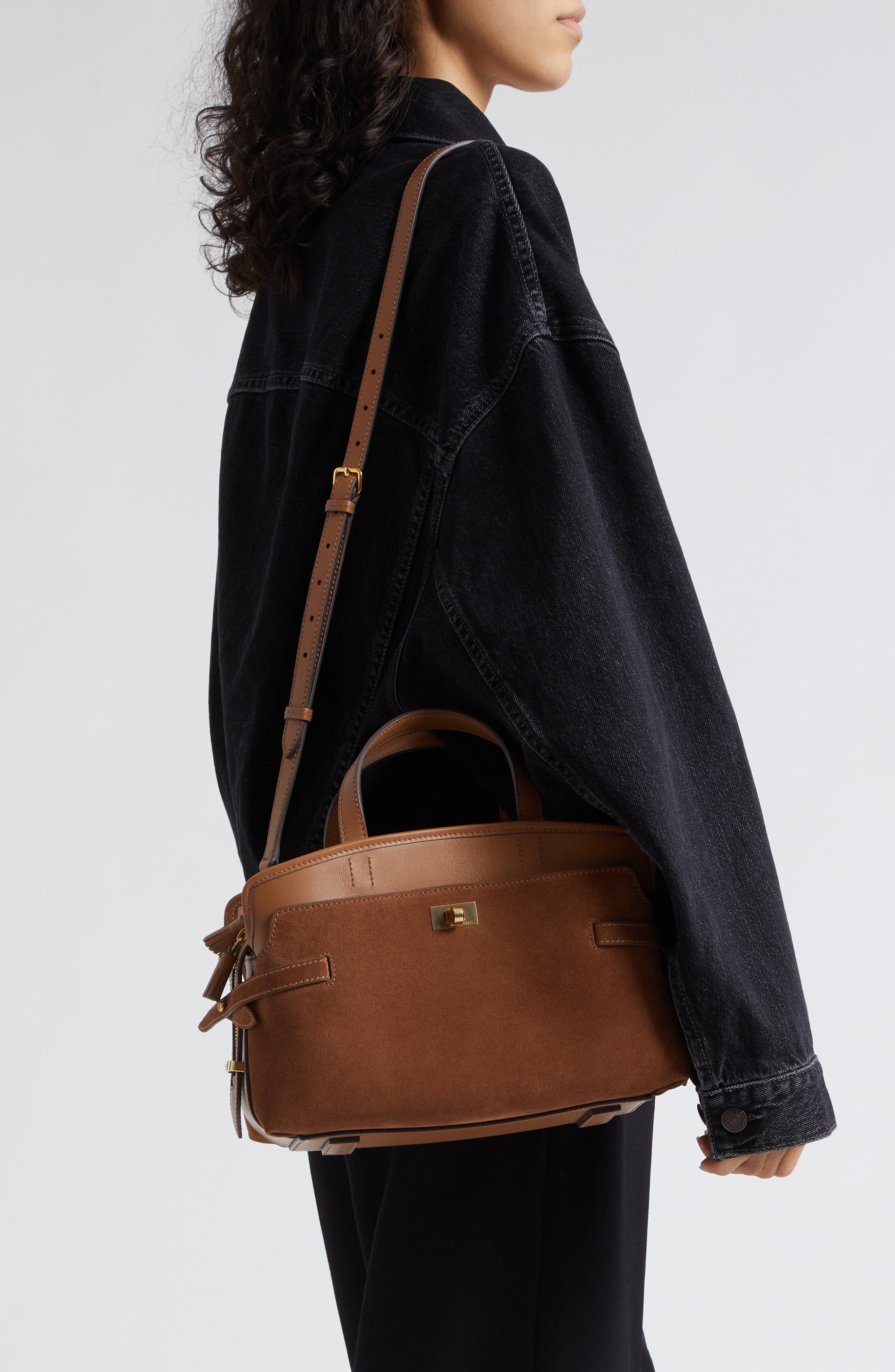 Anya Hindmarch Wilson Suede & Leather Crossbody Bag, Alternate, color, 