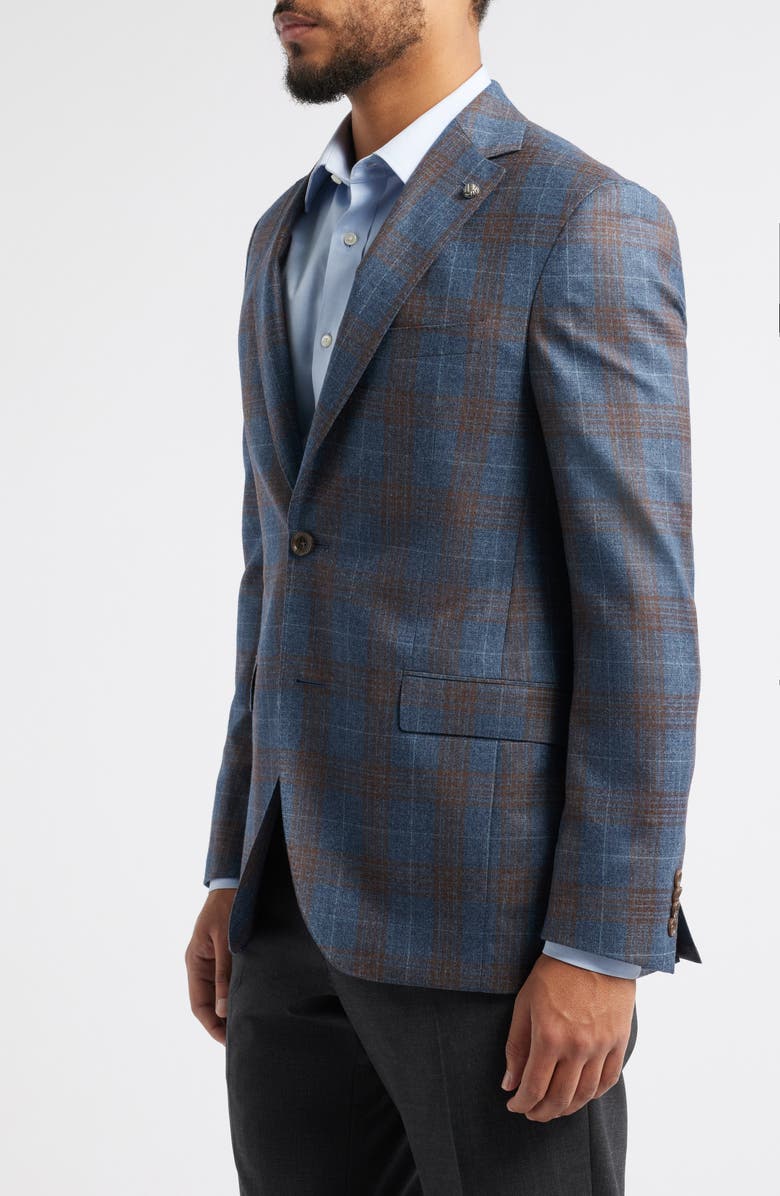 Jack Victor Midland Deco Plaid Super 130s Wool Sport Coat, Alternate, color, Mid Blue