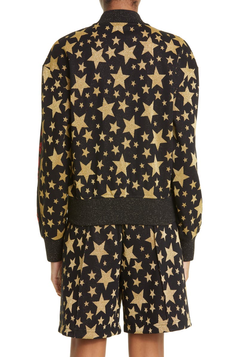 Palm Angels Star Metallic Jacquard Bomber Track Jacket, Alternate, color, 