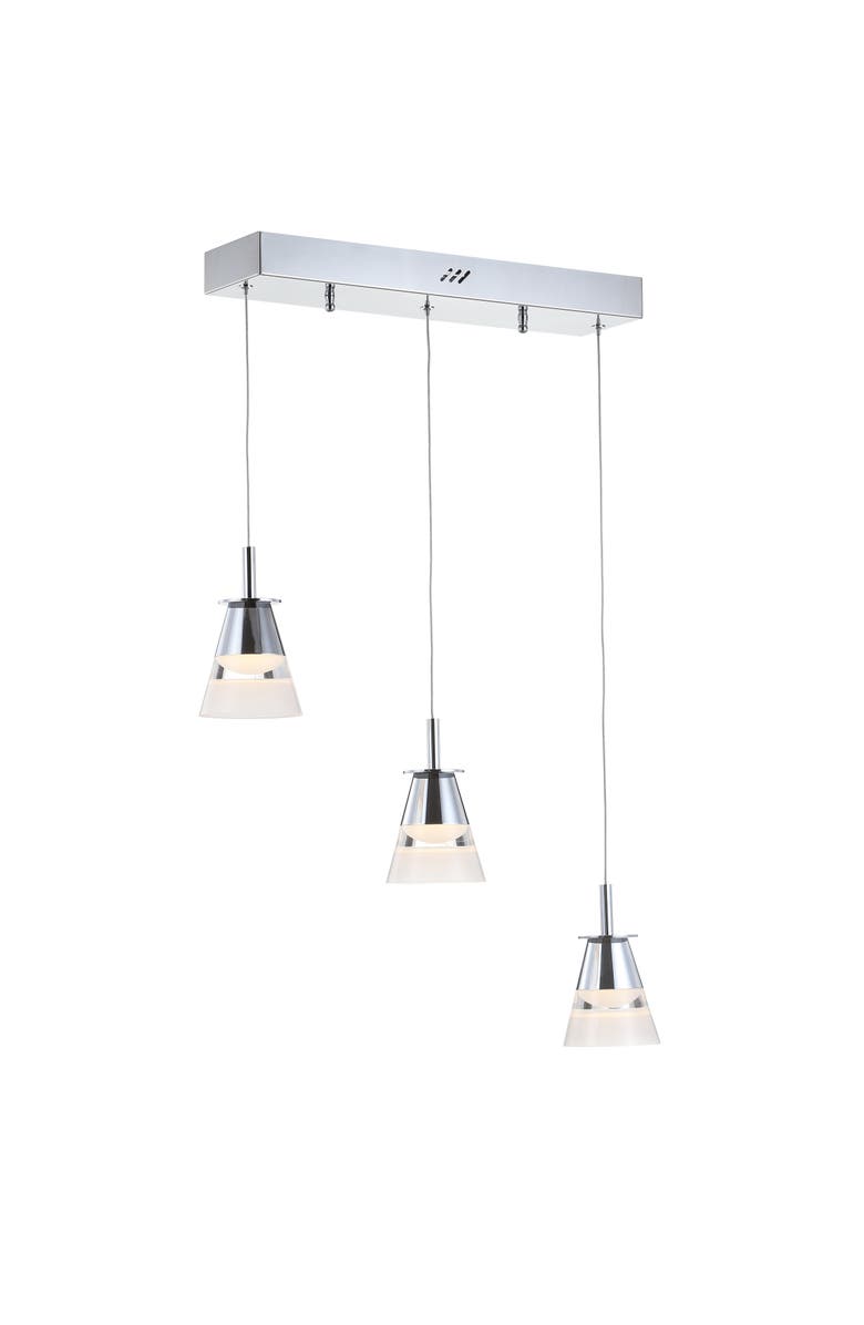 JONATHAN Y Alain 3-Light Adjustable Cascading Metal Integrated Linear LED Pendant, Main, color, Chrome/Clear
