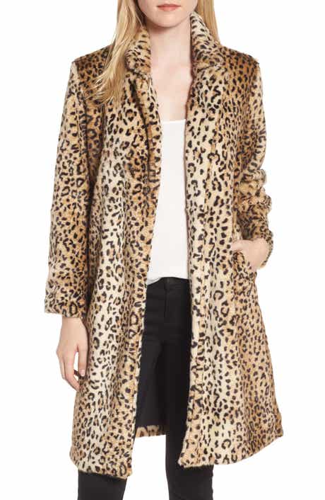 Chelsea28 Leopard Print Faux Fur Jacket