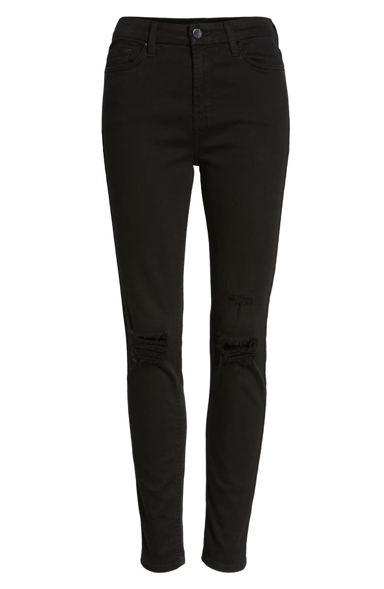 JEN7 by 7 For All Mankind Ripped Ankle Skinny Jeans, Alternate, color, Riche Touch Black Noir2