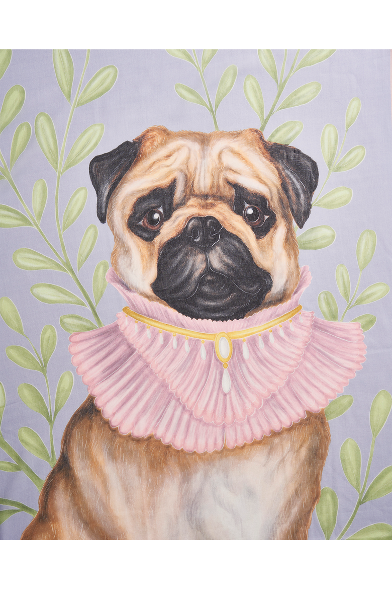 Catherine Rowe Pet Portraits Pug Lightweight Scarf, Alternate, color, Pastel Blue