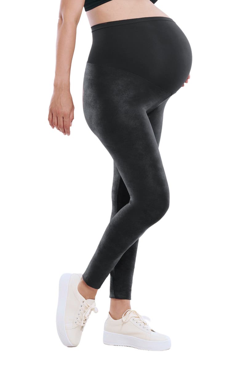 MOTHERHOOD MATERNITY Essential Stretch Secret Fit Over the Belly Maternity Leggings, Alternate, color, Black