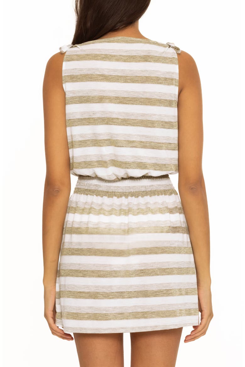 Shimmer Plunge Cover-Up Dress, Alternate, color, WHITE/ GOLD
