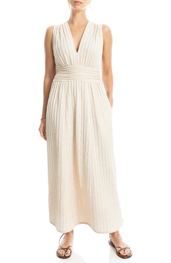 Max Studio Textured Knit Sleeveless Maxi Dress In Alabaster