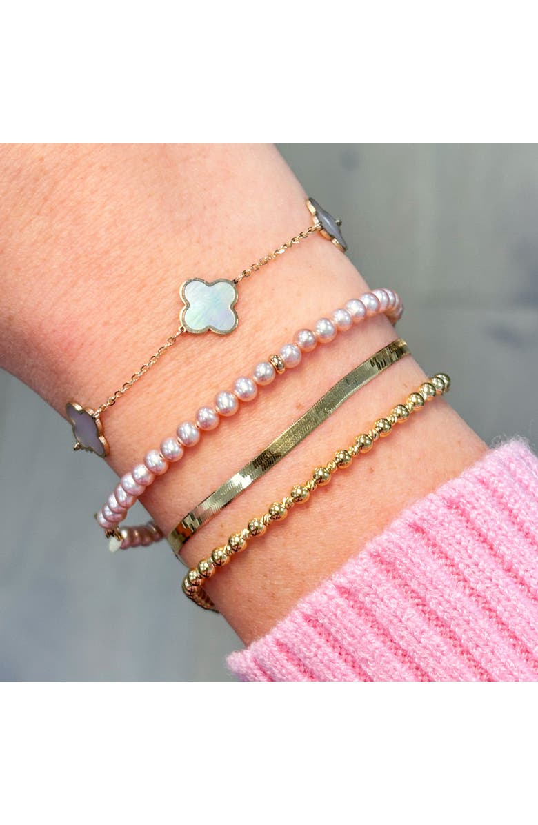 The Lovery Fine Jewelry Pink Pearl Round Bead Bracelet, Alternate, color, Pink Pearl