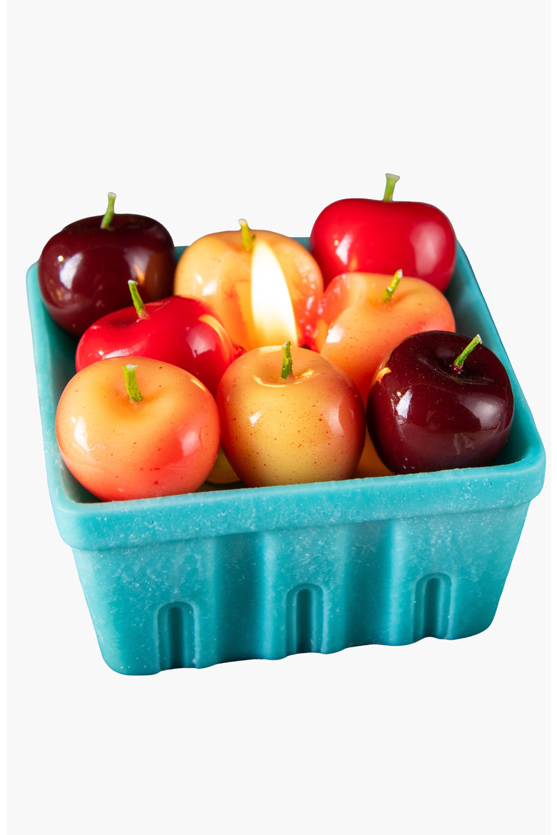 Cherry Basket Candle, Main, color, Red / Turquoise