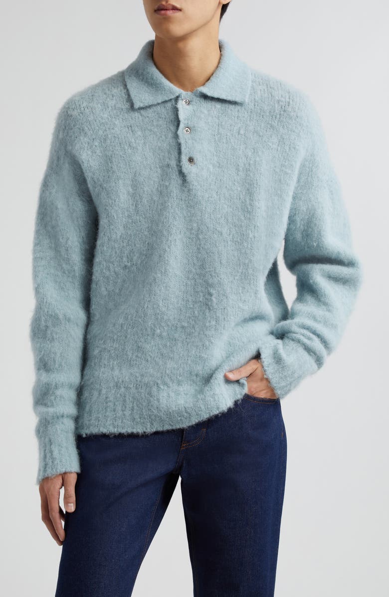 AMI PARIS Alpaca & Wool Blend Polo Sweater, Main, color, 