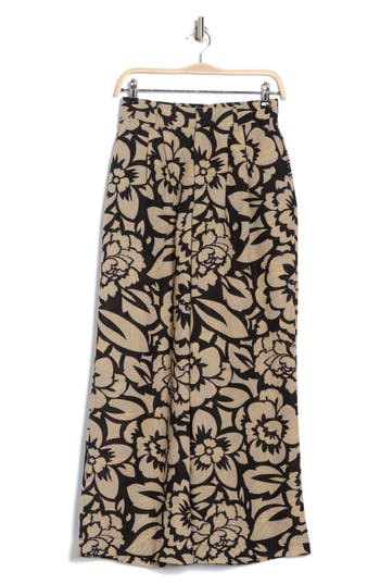 Daniel Rainn Pleated Front Wide Leg Pants In Khaki/black