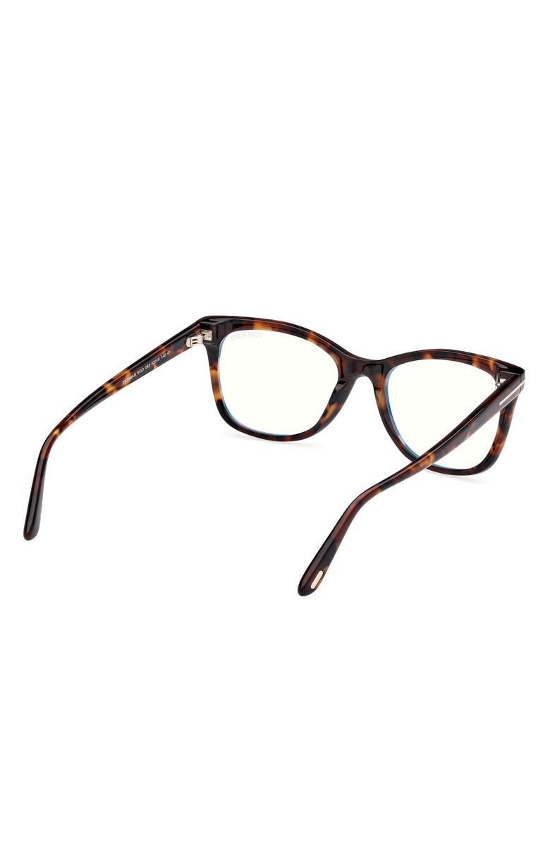 TOM FORD 52mm Square Blue Light Blocking Glasses, Alternate, color, Havana Eco / T Logo