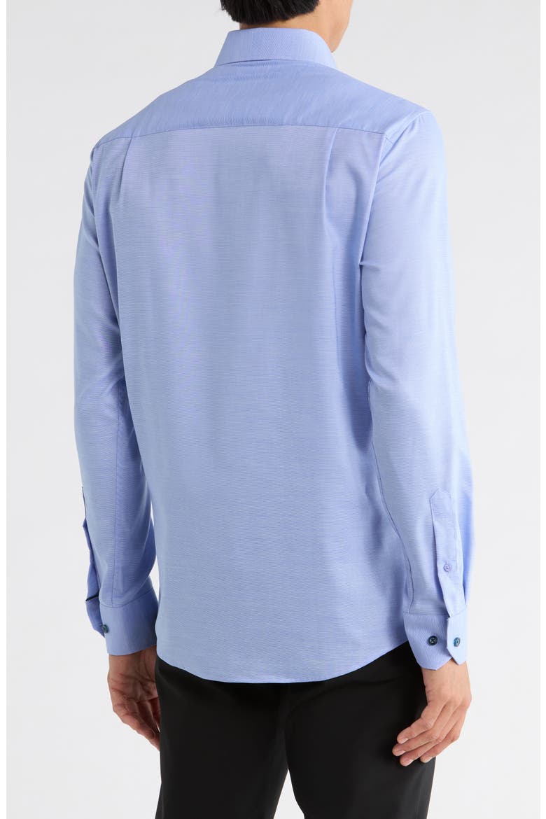 Slim Fit Textured Stretch Cotton Dress Shirt, Alternate, color, BLUE