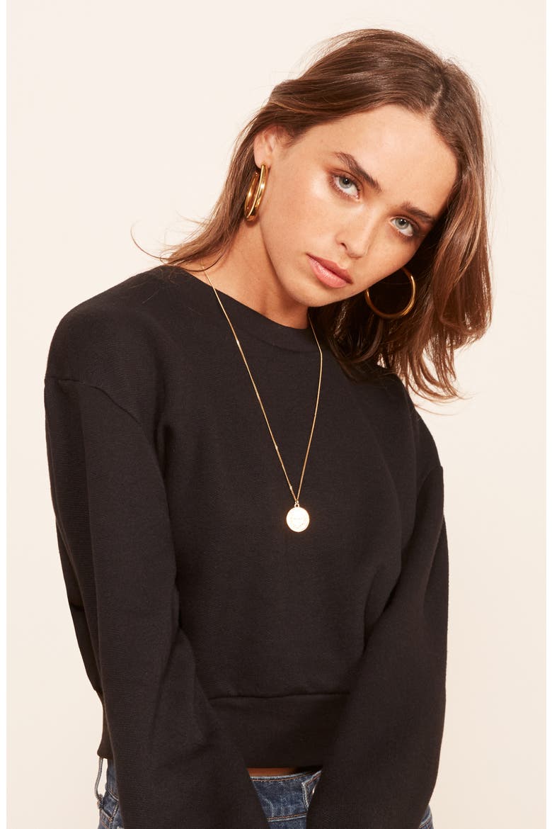 Hunter Crop Sweatshirt, Alternate, color, BLACK