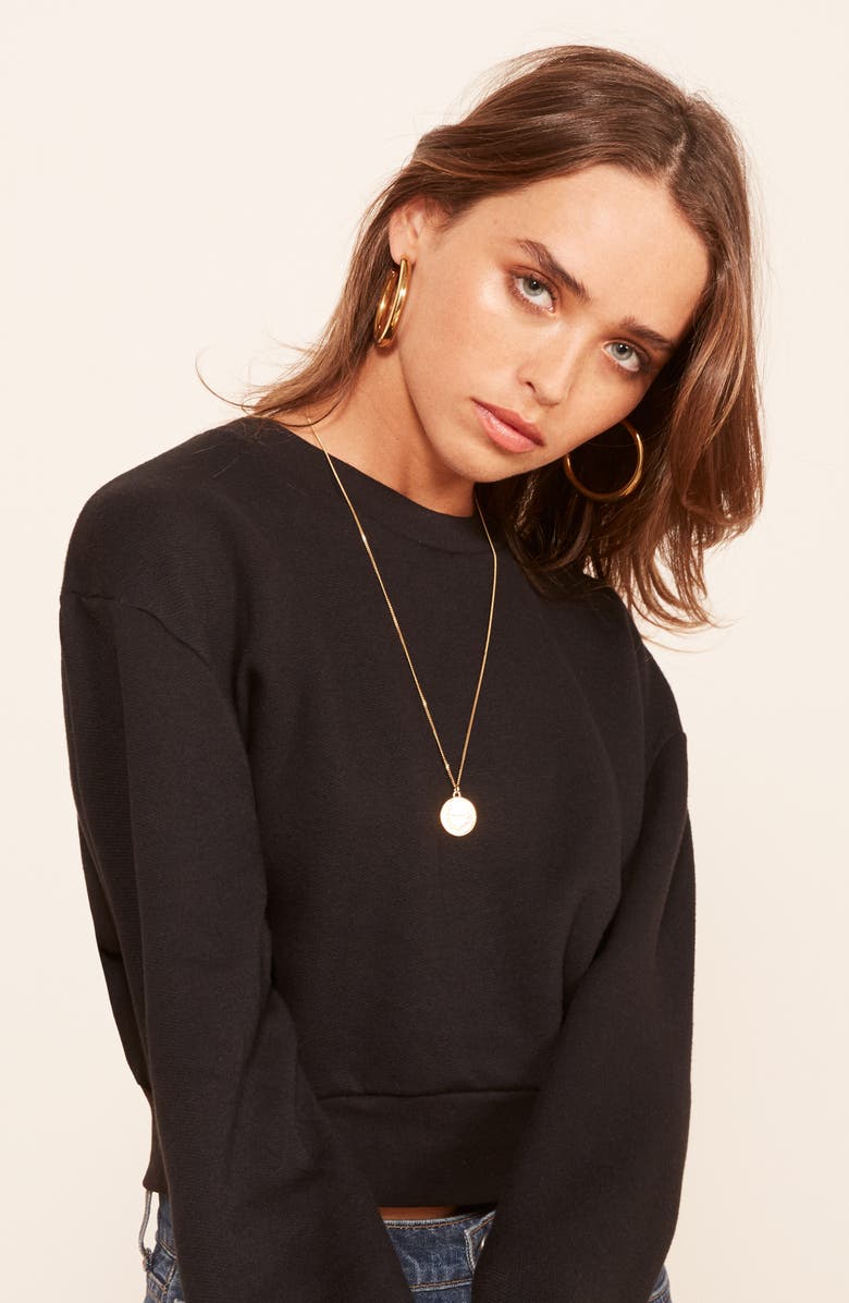 Reformation Hunter Crop Sweatshirt, Alternate, color, 